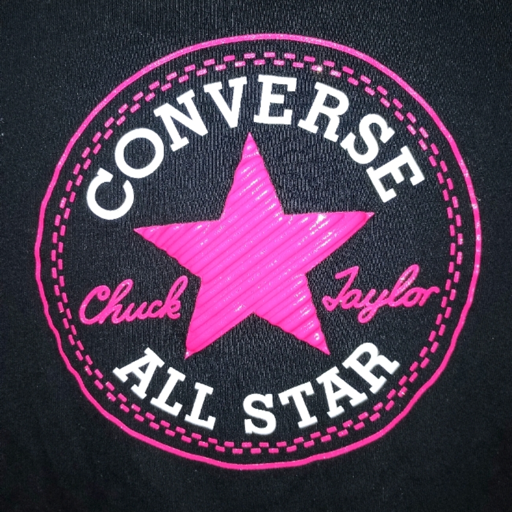 Converse All Star Black and Pink Logo Girl's Tee Size L